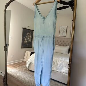 Light Blue Denim Sleeveless Jumpsuit